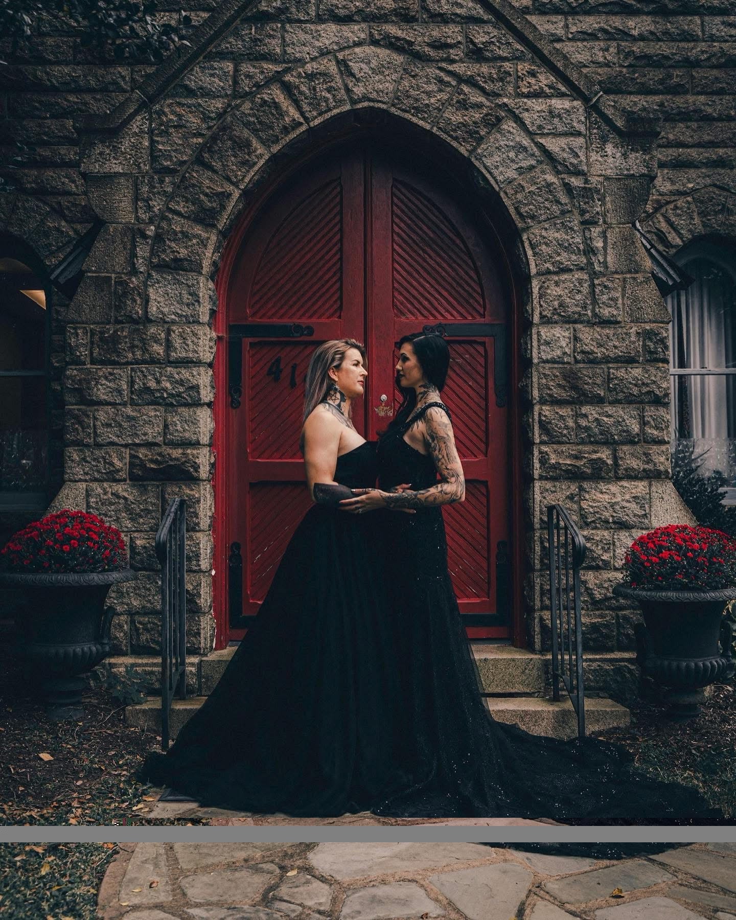 Gothic wedding table centerpiece with candles